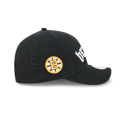 Boston Bruins Gothic Font Women's 9FORTY M-Crown Snapback Hat