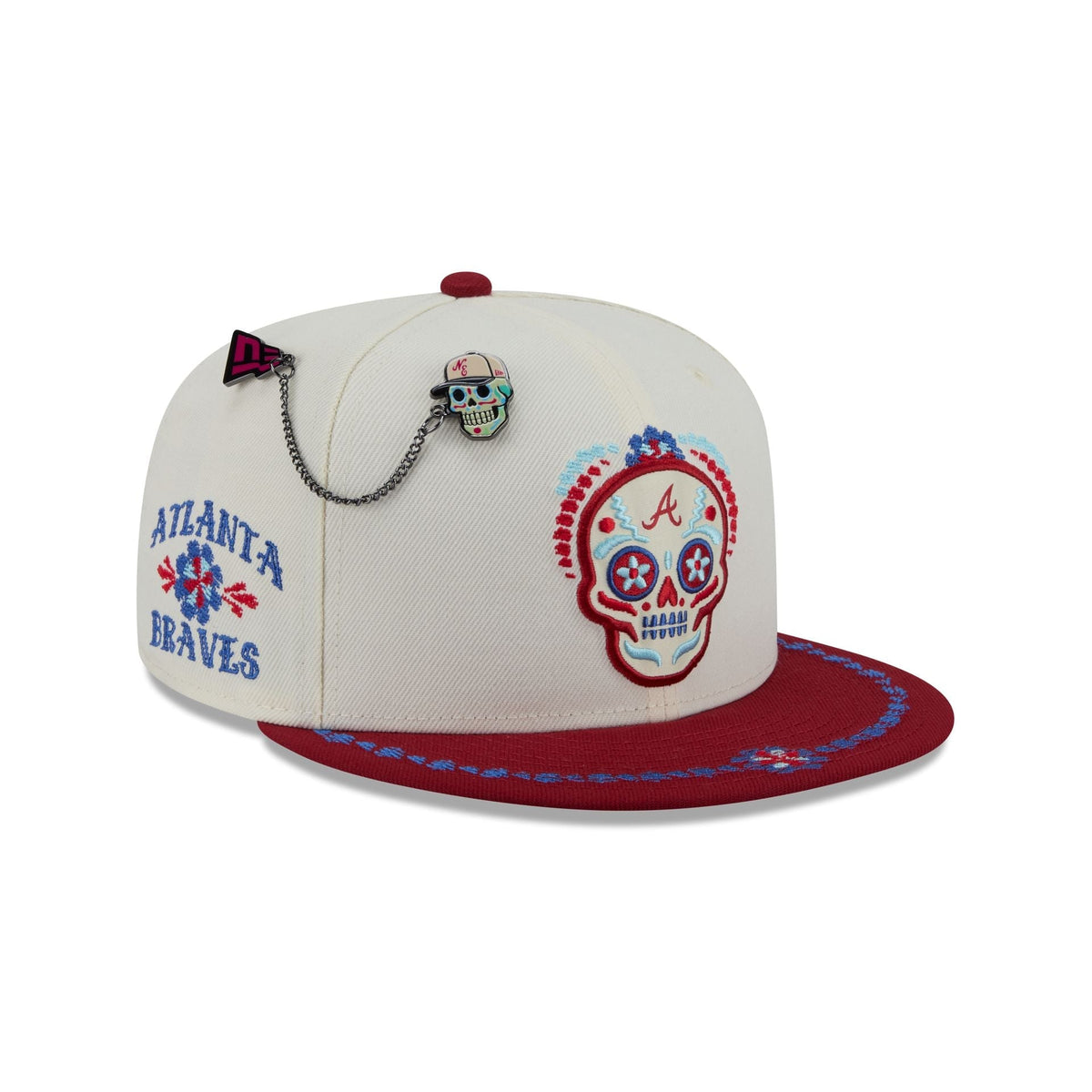 Atlanta Braves Day of the Dead Chrome White 59FIFTY Fitted Hat
