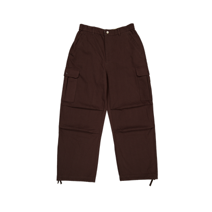 New Era Branded Cap Commuters Dark Brown Loose Cargo Pants