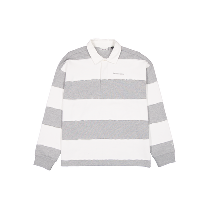 New Era Branded Alden Cut & Sew Heather Gray Long Sleeve Rugby Shirt