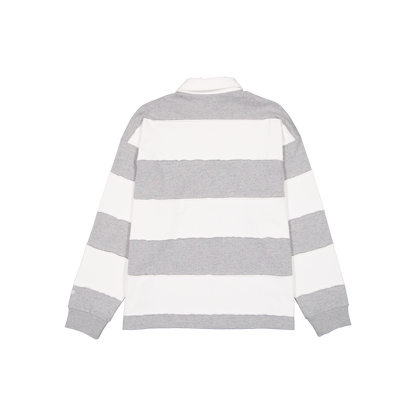 New Era Branded Alden Cut & Sew Heather Gray Long Sleeve Rugby Shirt