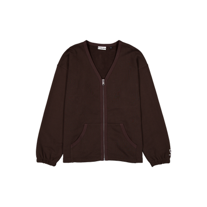 New Era Branded Alden Dark Brown Full-Zip Cardigan