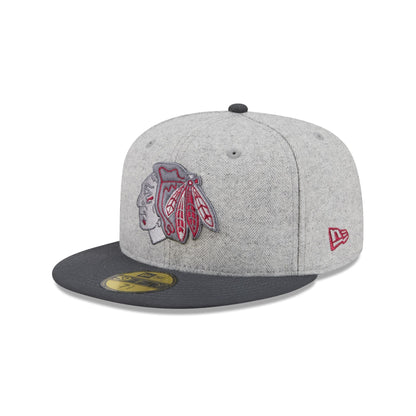 Chicago Blackhawks Gray Herringbone 59FIFTY Fitted Hat