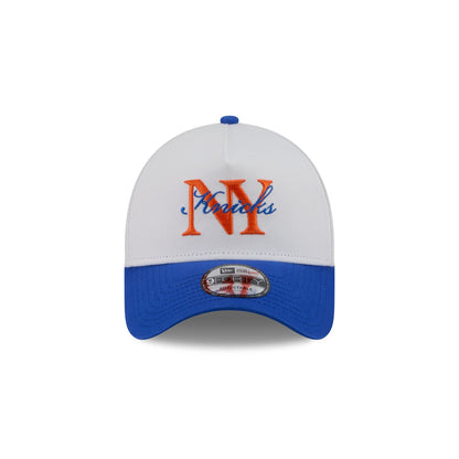 New York or Nowhere x New York Knicks Stacked Script White 9FORTY A-Frame Snapback Hat
