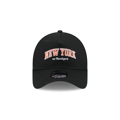 New York or Nowhere x New York Knicks Wordmark Black 9FORTY A-Frame Snapback Hat