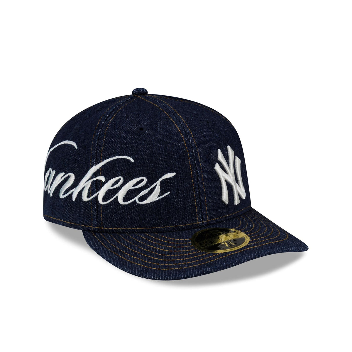 New York Yankees Denim Script Low Profile 59FIFTY Fitted Hat