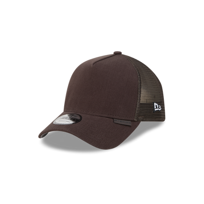 New Era Branded Herringbone Dark Brown 9FORTY A-Frame Trucker Hat