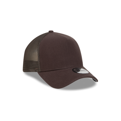 New Era Branded Herringbone Dark Brown 9FORTY A-Frame Trucker Hat