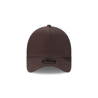 New Era Branded Herringbone Dark Brown 9FORTY A-Frame Trucker Hat