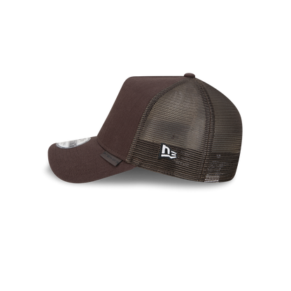 New Era Branded Herringbone Dark Brown 9FORTY A-Frame Trucker Hat