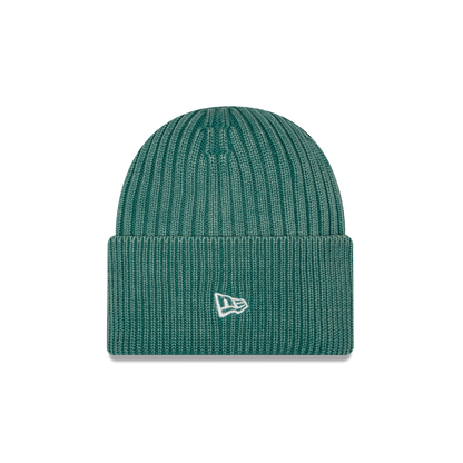 New Era Branded Washed Pine Needle Green Wide Cuff Beanie Hat