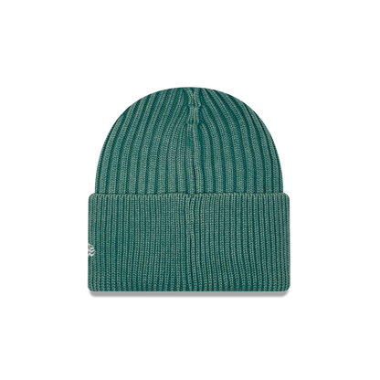New Era Branded Washed Pine Needle Green Wide Cuff Beanie Hat