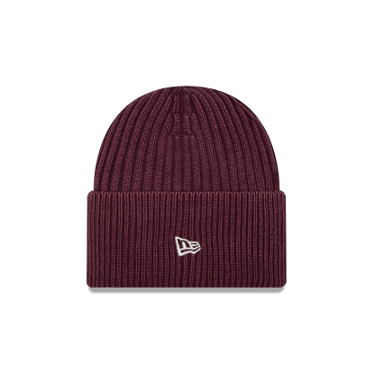 New Era Branded Washed Maroon Wide Cuff Beanie Hat