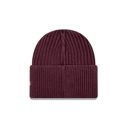 New Era Branded Washed Maroon Wide Cuff Beanie Hat