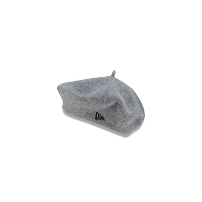 New Era Branded Merino Wool Heather Gray Beret Hat
