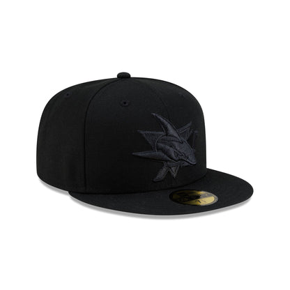 San Jose Sharks Black on Black 59FIFTY Fitted Hat