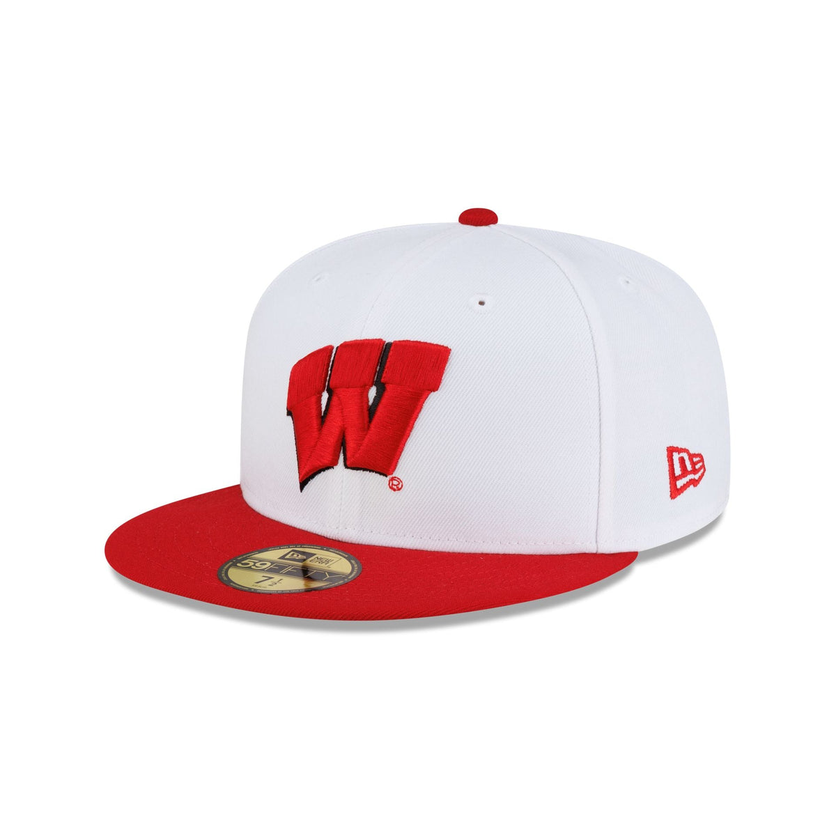 Wisconsin Badgers White Red 59FIFTY Fitted Hat