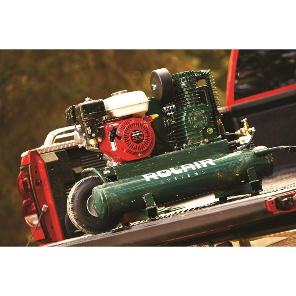 Rolair 4090HK17 Wheeled Gas Air Compressor, 9 Gallon Twin Tank, 163cc Honda 5.5 HP Engine, 9.3 CFM @ 90 PSI