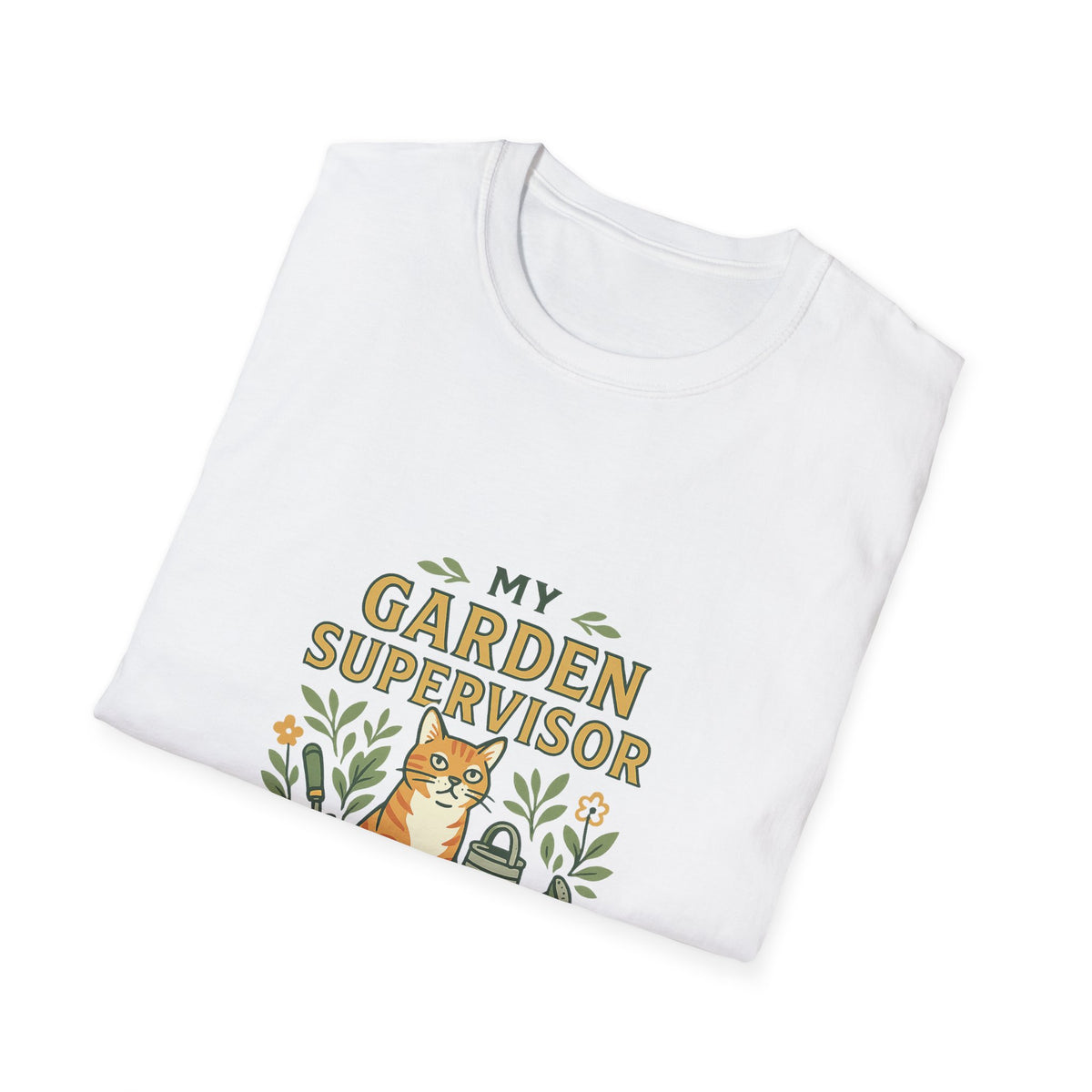 My Garden Supervisor Has Whiskers Funny Cat Gardening T-Shirt