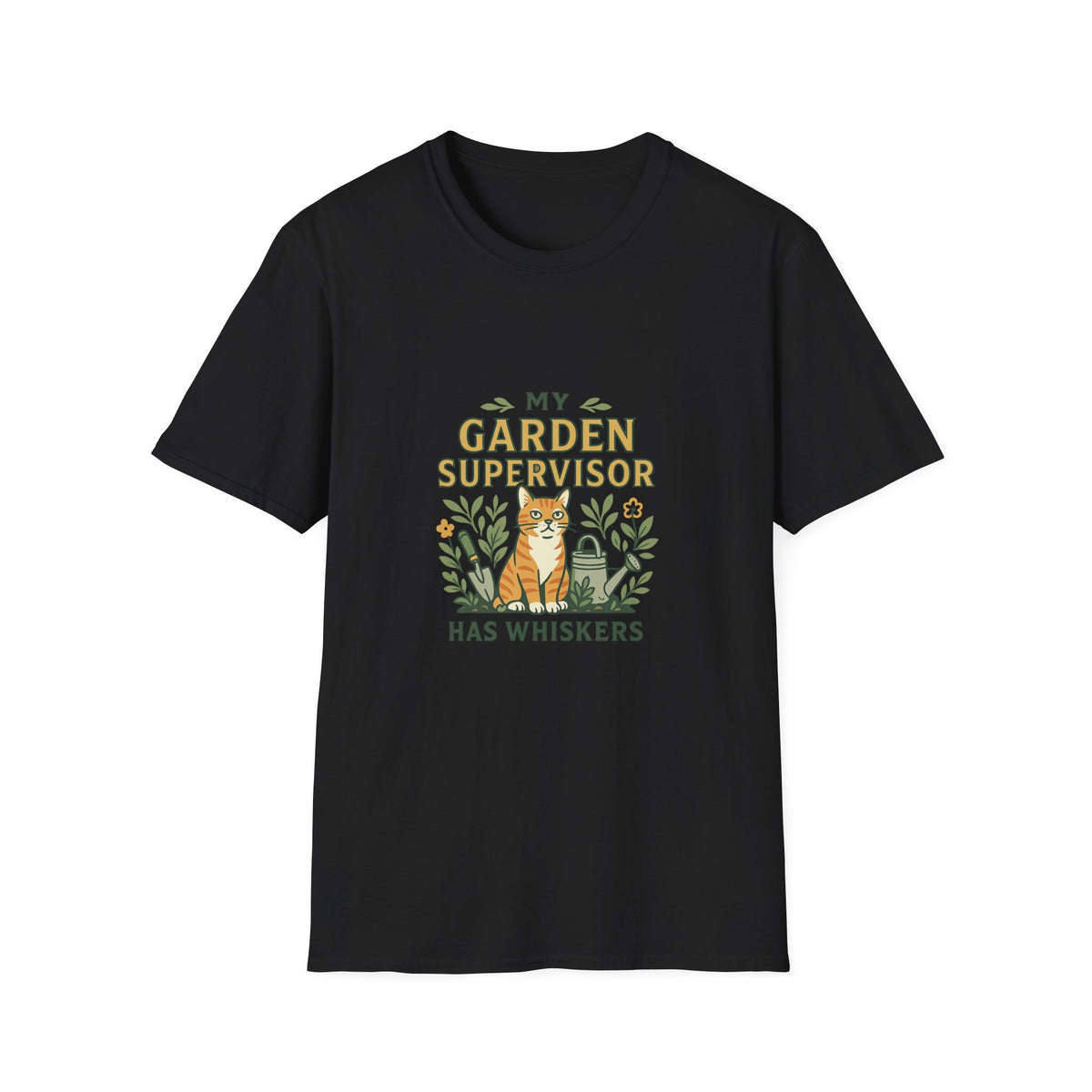 My Garden Supervisor Has Whiskers Funny Cat Gardening T-Shirt